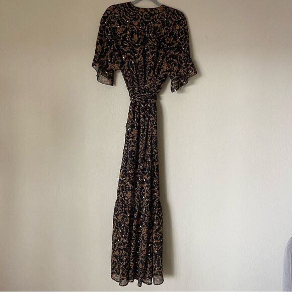 Sabina Musayev Brook Maxi Brown Dress Sheer Floral Size M - Picture 11 of 11